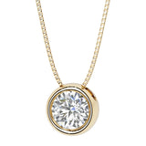 Round Diamond bezel set solitaire pendant in 14k yellow gold for women made in USA by Pel & Co Custom Diamond Jewelry