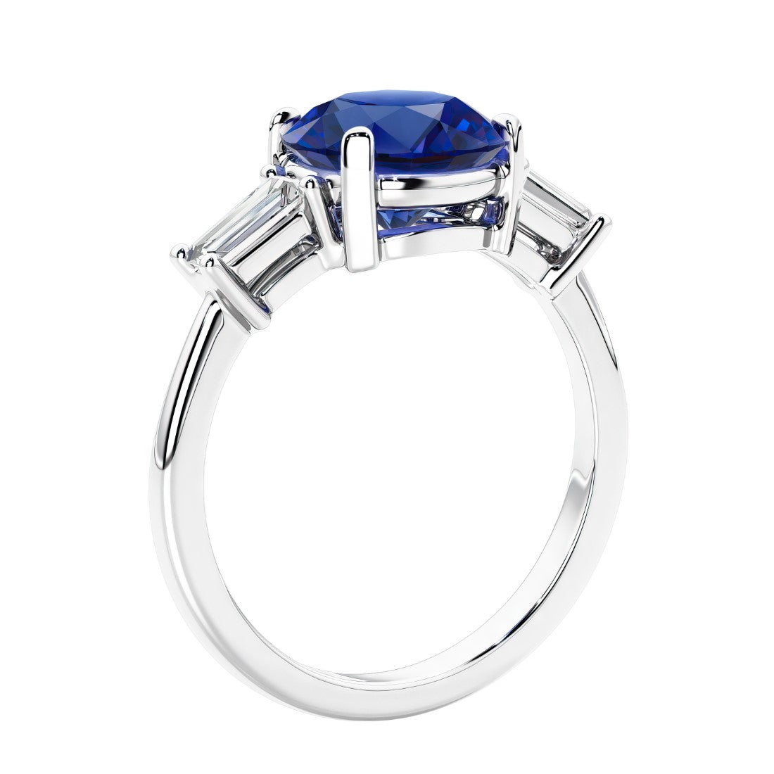 Round diamond engagement ring with side stones, ideal for those wanting affordable engagement rings that shine.