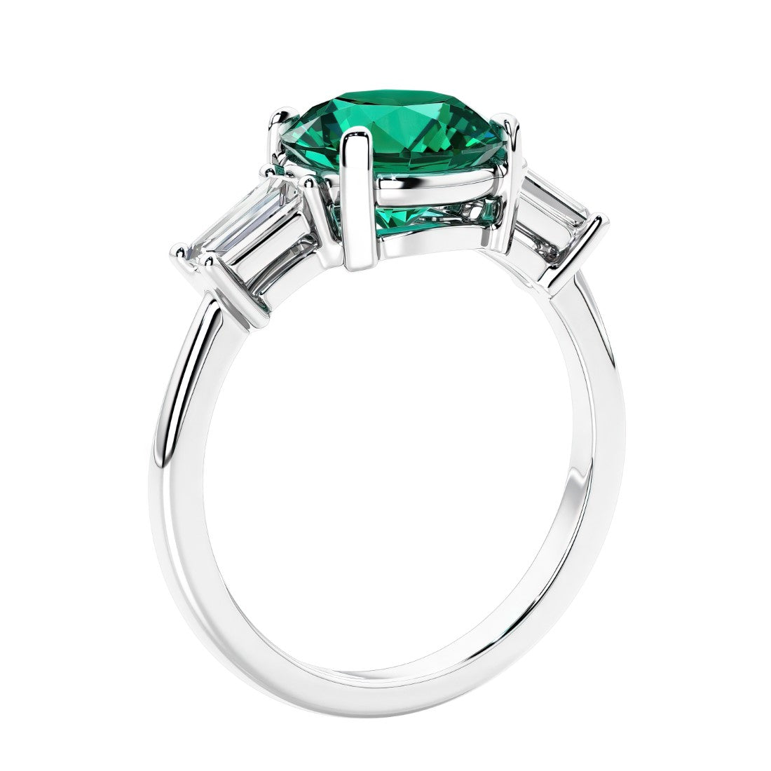 Round diamond engagement ring with side stones, ideal for those wanting affordable engagement rings that shine.