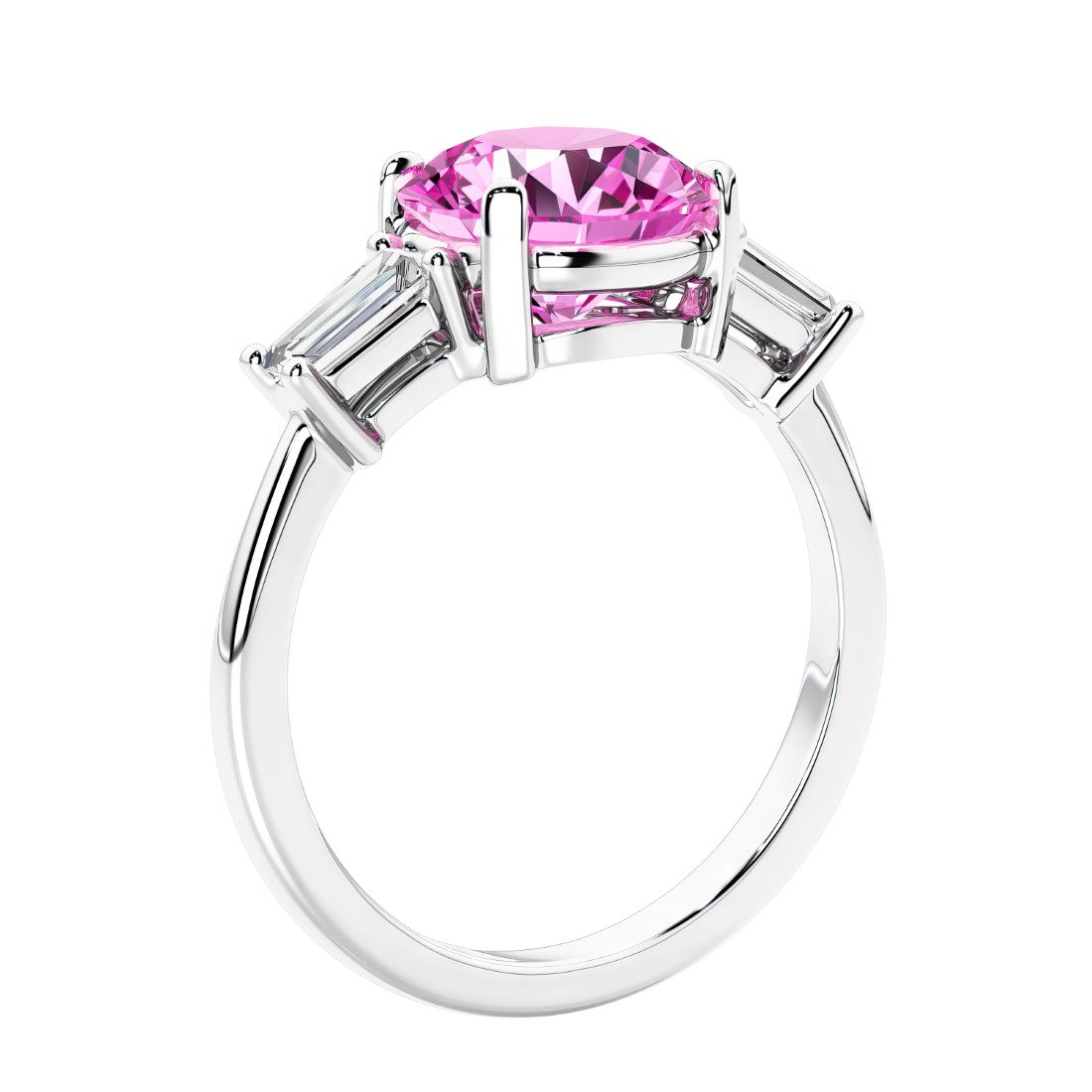 Round diamond engagement ring with side stones, ideal for those wanting affordable engagement rings that shine.