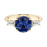 14k yellow gold round engagement ring with alexandrite and diamonds, crafted for those seeking unique engagement rings with classic charm.