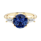 14k yellow gold round engagement ring with alexandrite and diamonds, crafted for those seeking unique engagement rings with classic charm.