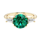 14k yellow gold round engagement ring with alexandrite and diamonds, crafted for those seeking unique engagement rings with classic charm.