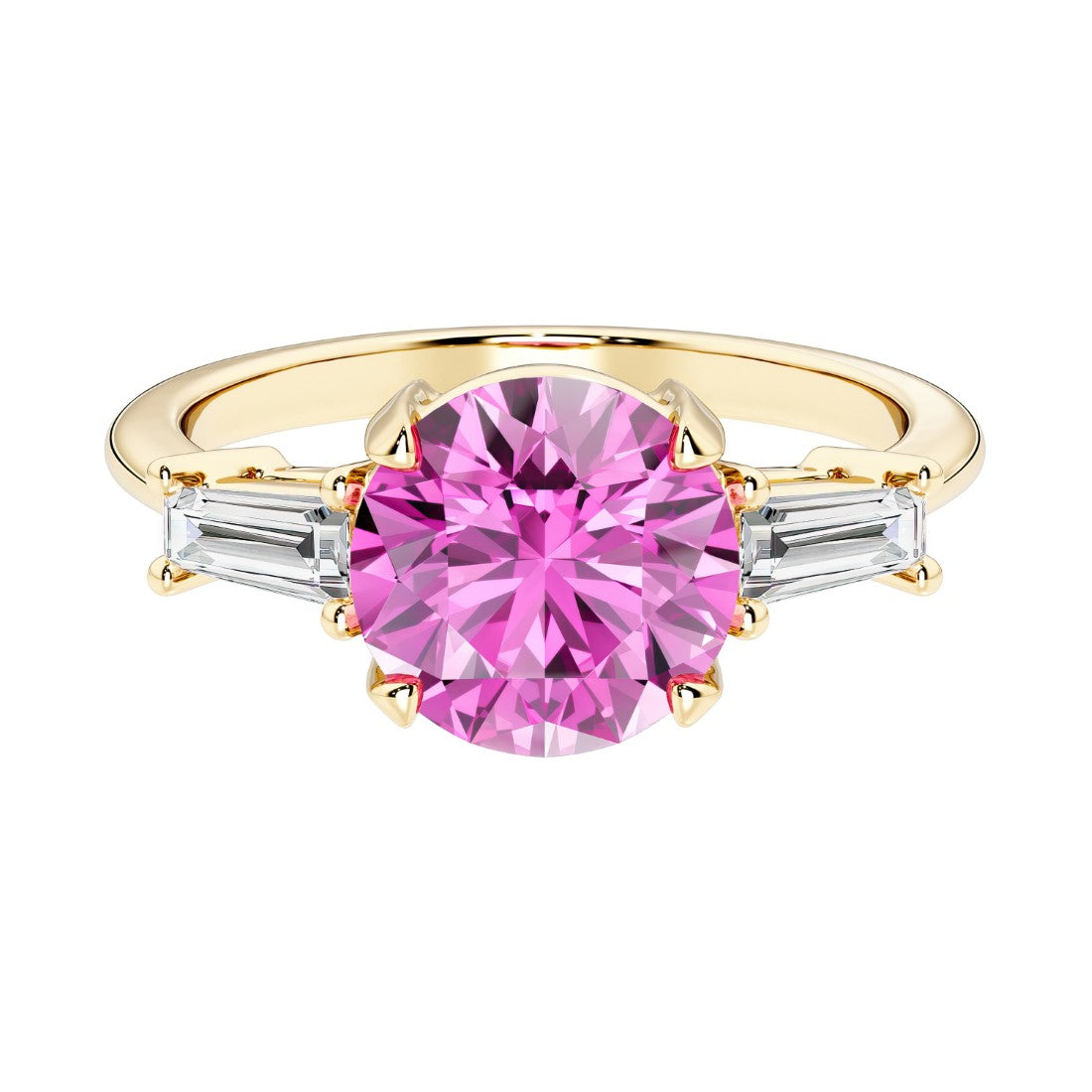 14k yellow gold round engagement ring with alexandrite and diamonds, crafted for those seeking unique engagement rings with classic charm.