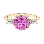 14k yellow gold round engagement ring with alexandrite and diamonds, crafted for those seeking unique engagement rings with classic charm.