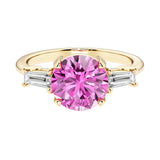 14k yellow gold round engagement ring with alexandrite and diamonds, crafted for those seeking unique engagement rings with classic charm.