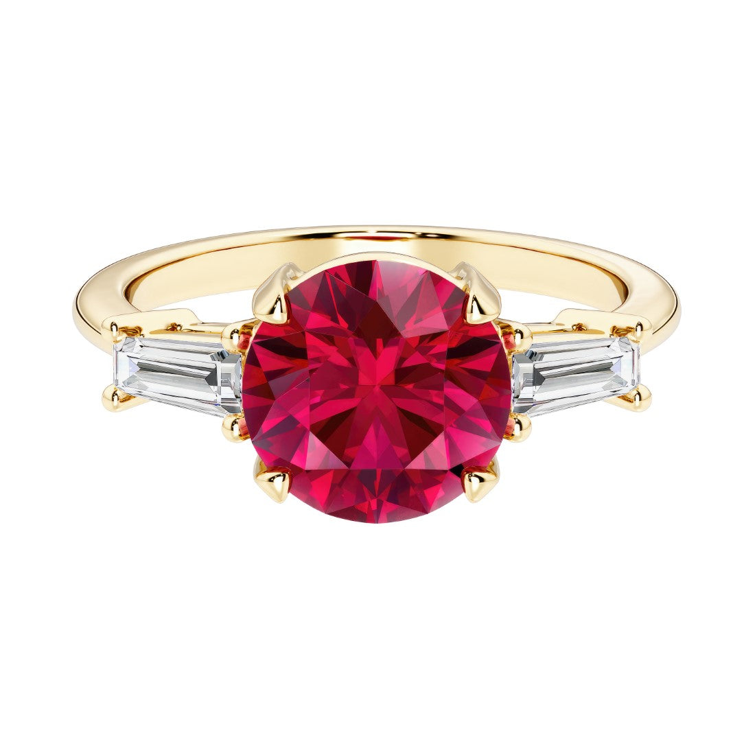 14k yellow gold round engagement ring with alexandrite and diamonds, crafted for those seeking unique engagement rings with classic charm.