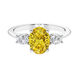 3 stone oval engagement ring with elegant proportions 14k white gold.