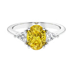 3 stone oval engagement ring with elegant proportions 14k white gold.