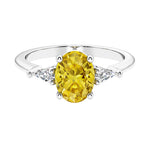 3 stone oval engagement ring with elegant proportions 14k white gold.