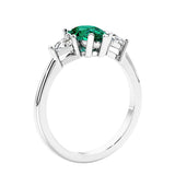 1.25 Carats Pear Shape Lab Grown Emerald and Kite Diamond Ring in 14k Gold - Pel & Co - custom made in the USA