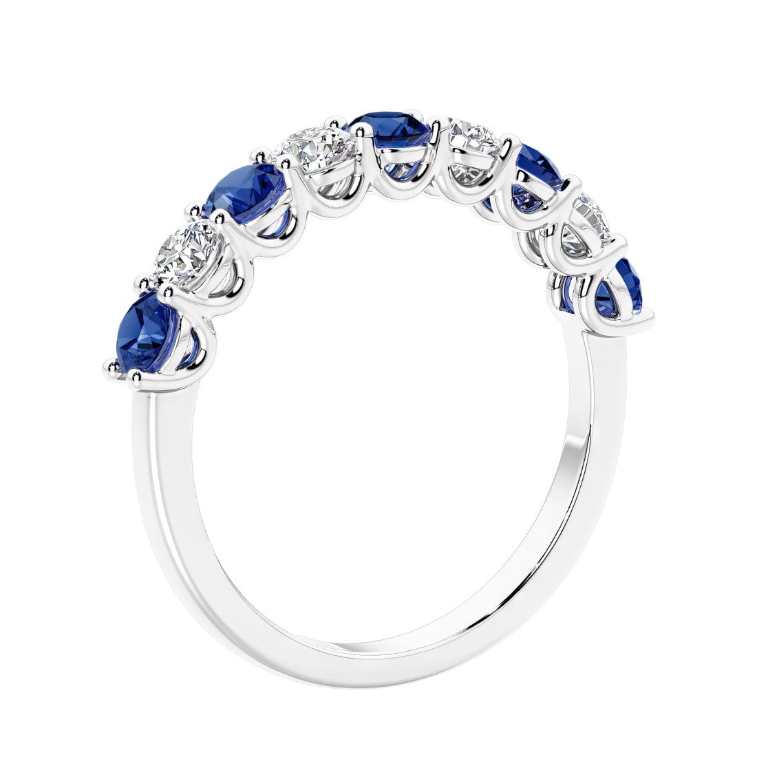 Gemstone diamond anniversary band rings with 9 stones, ideal for a statement look.