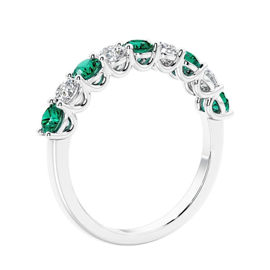 Gemstone diamond anniversary band rings with 9 stones, ideal for a statement look.