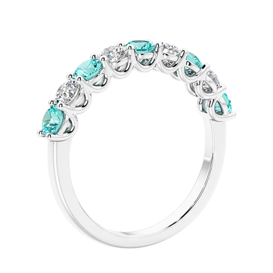 Gemstone diamond anniversary band rings with 9 stones, ideal for a statement look.