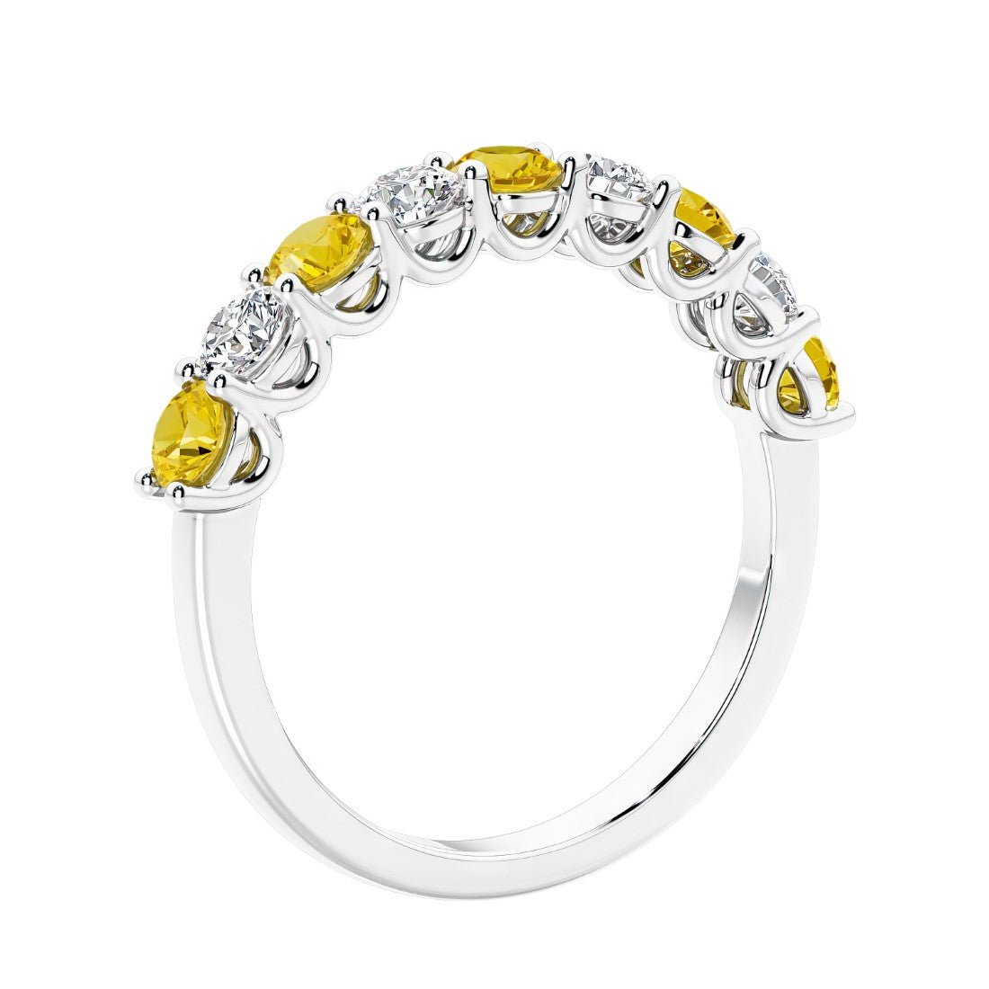 Gemstone diamond anniversary band rings with 9 stones, ideal for a statement look.