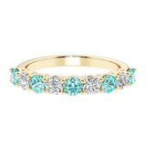 Ladies diamond anniversary bands featuring 9 sparkling diamonds in shared prong style.