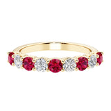Ladies diamond anniversary bands featuring 9 sparkling diamonds in shared prong style.