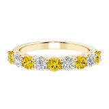 Ladies diamond anniversary bands featuring 9 sparkling diamonds in shared prong style.