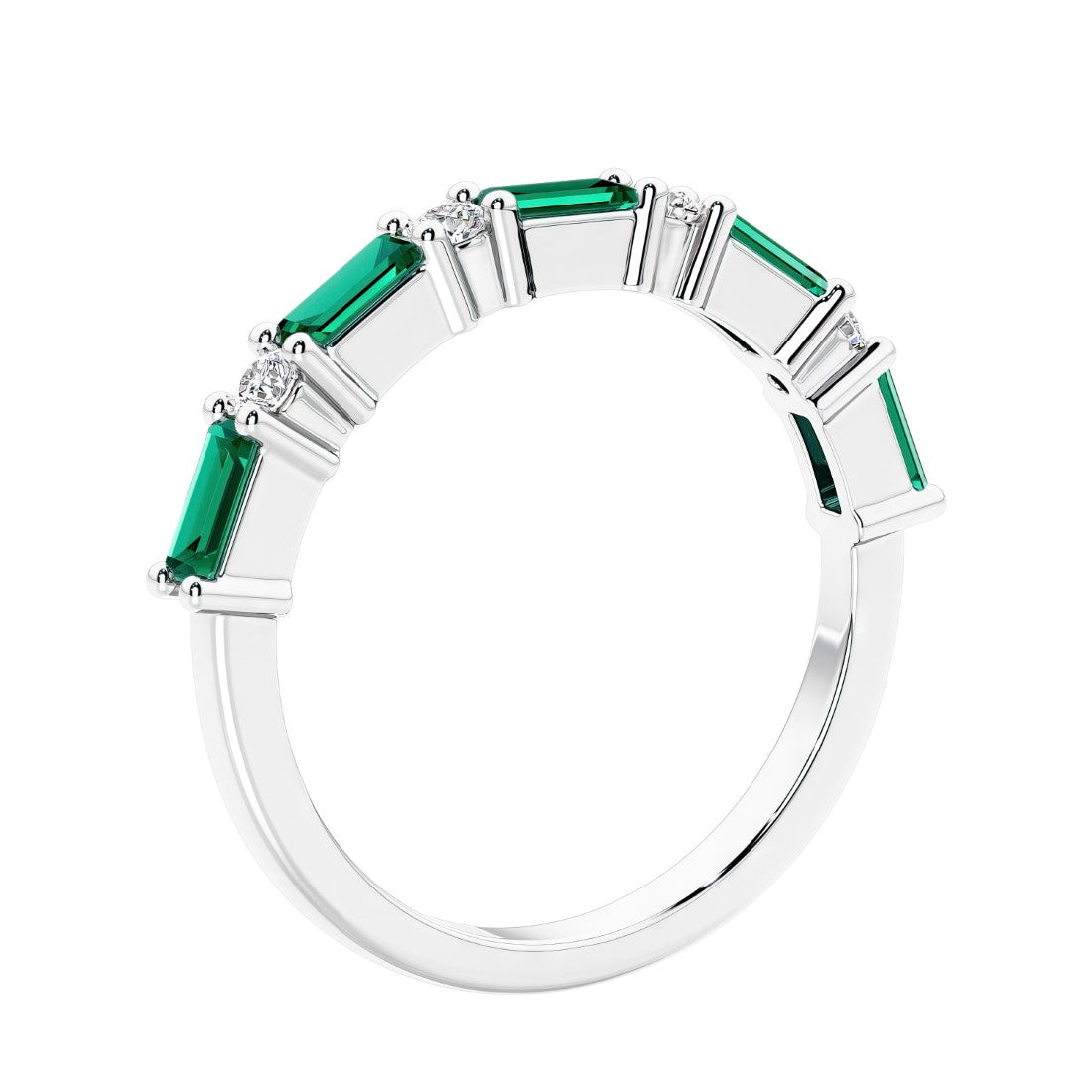 Diamond and gemstone anniversary ring with 9 stones in a luxe setting.