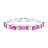 Ladies diamond anniversary band with nine stones, featuring a mix of gemstones and lab diamonds.