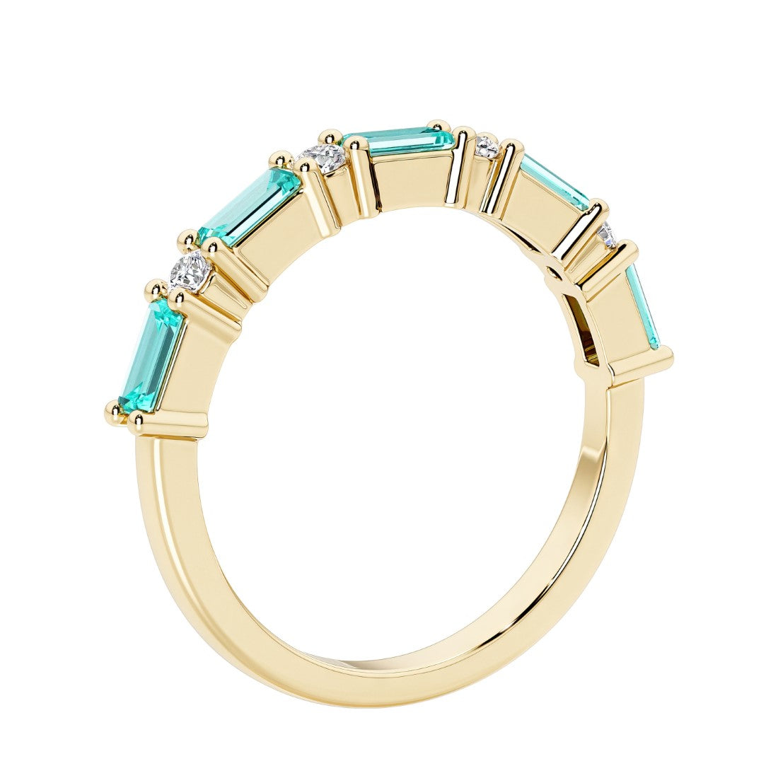 Women’s anniversary ring featuring 9 alternating gemstones and diamonds for timeless color and sparkle.