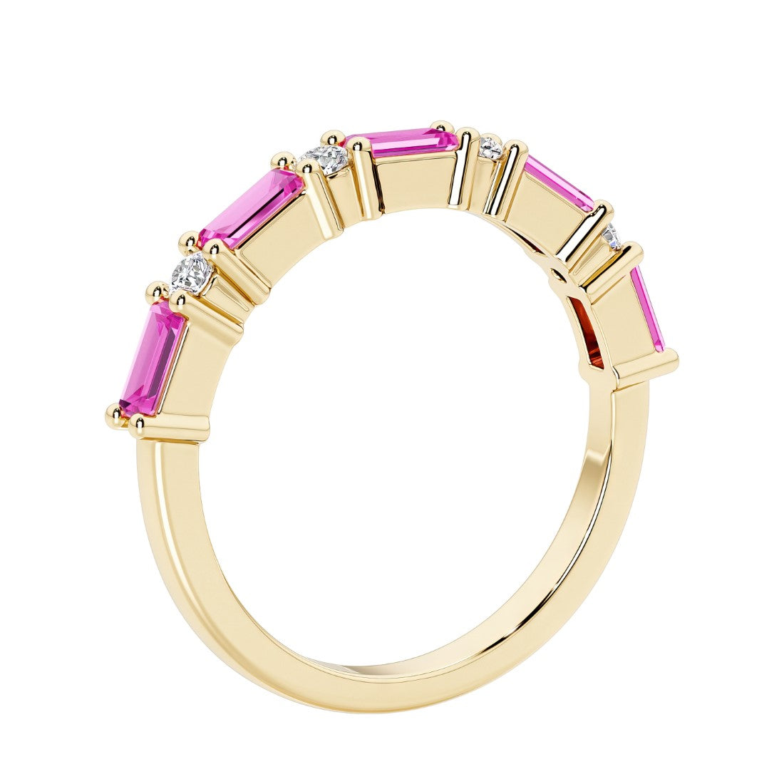 Women’s anniversary ring featuring 9 alternating gemstones and diamonds for timeless color and sparkle.