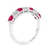 Anniversary diamond ring featuring 7 lab created diamonds and gemstones in a classic band.