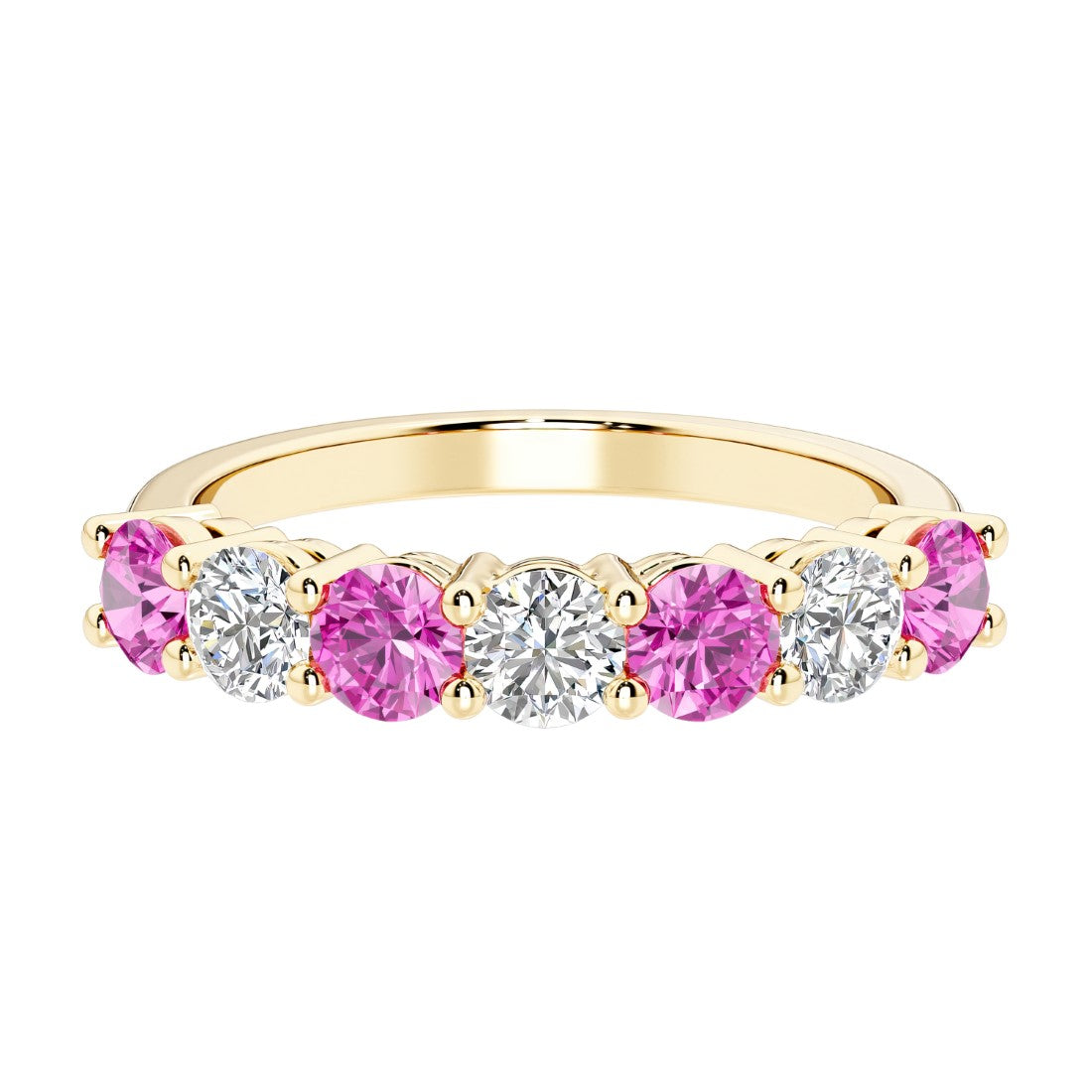 Seven stone diamond ring for women celebrating everlasting love with gemstones.