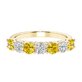 Seven stone diamond ring for women celebrating everlasting love with gemstones.