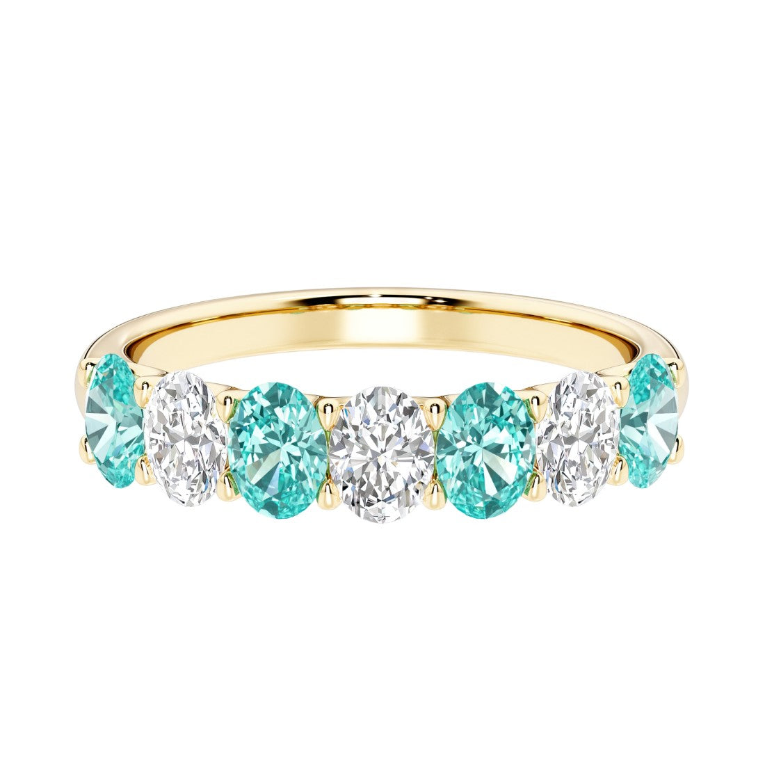 Seven stone diamond ring for women celebrating everlasting love with gemstones.
