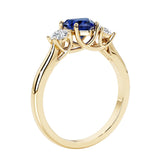 Three stone Heart shaped engagement ring with vintage styling.