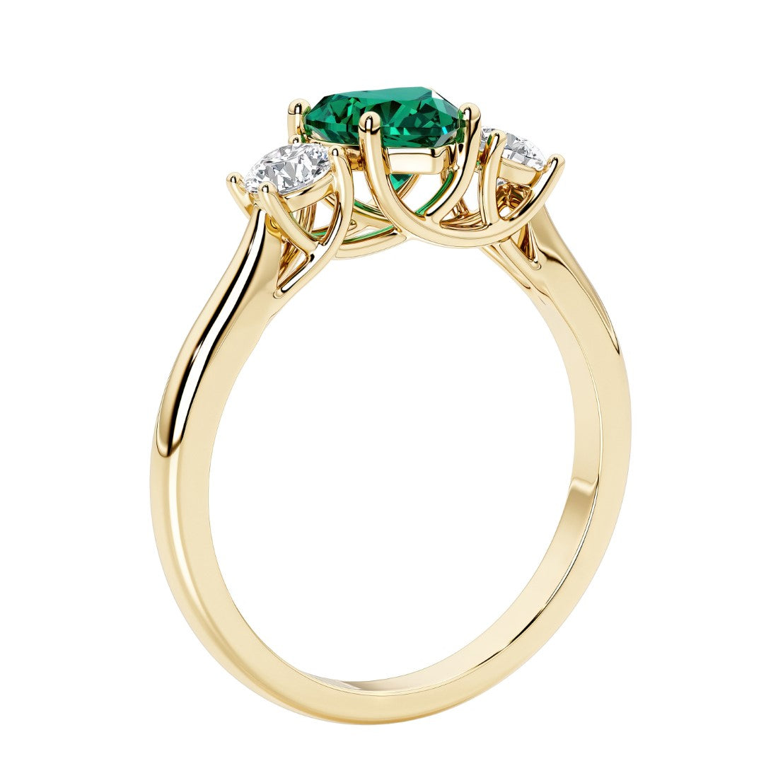 Three stone Heart shaped engagement ring with vintage styling.
