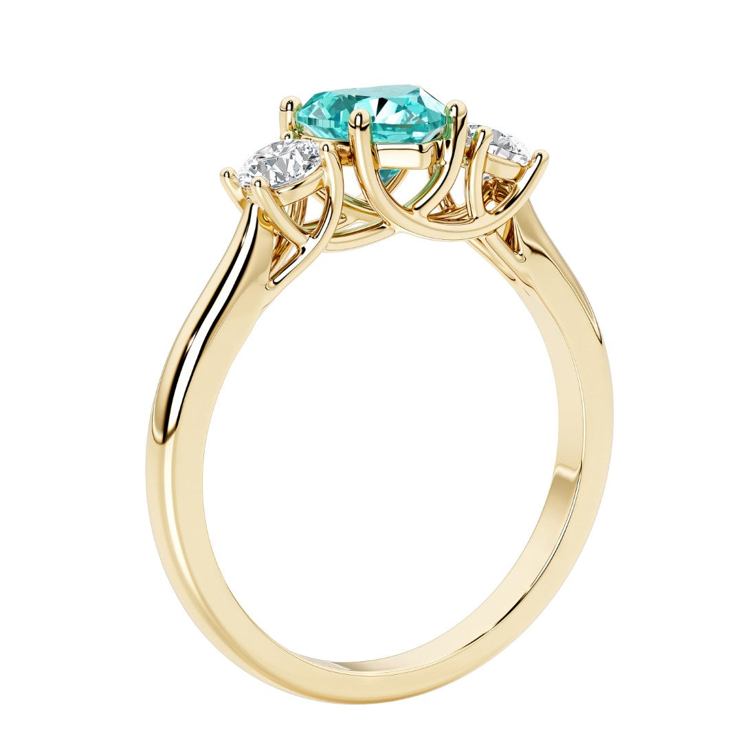 Three stone Heart shaped engagement ring with vintage styling.