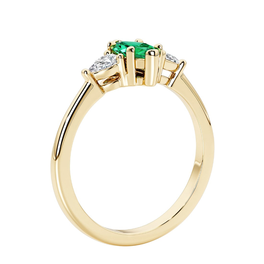 Three stone marquise wedding ring in bold and unique silhouette.