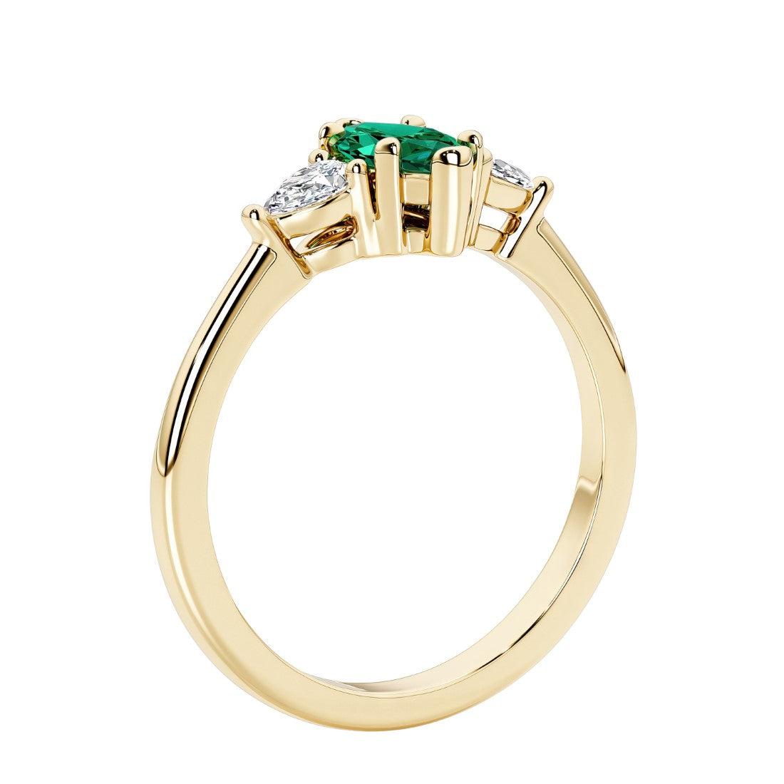 Three stone marquise wedding ring in bold and unique silhouette.
