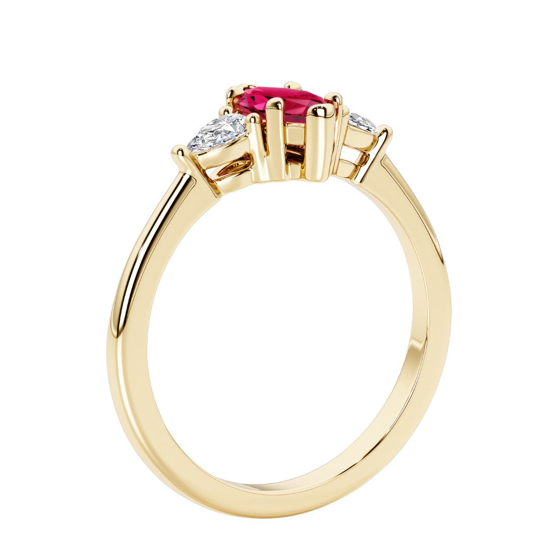 Three stone marquise wedding ring in bold and unique silhouette.