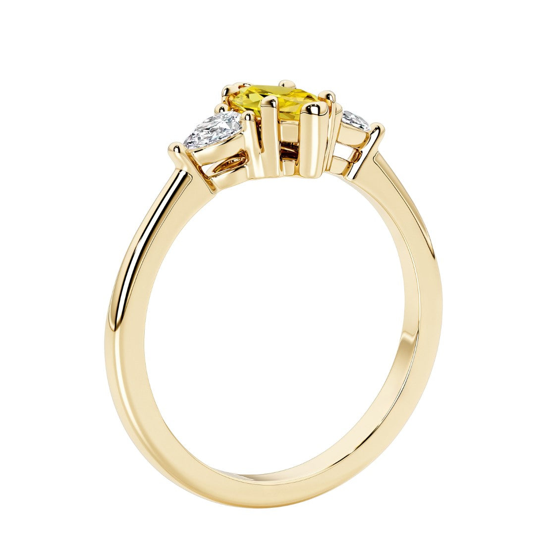 Three stone marquise wedding ring in bold and unique silhouette.