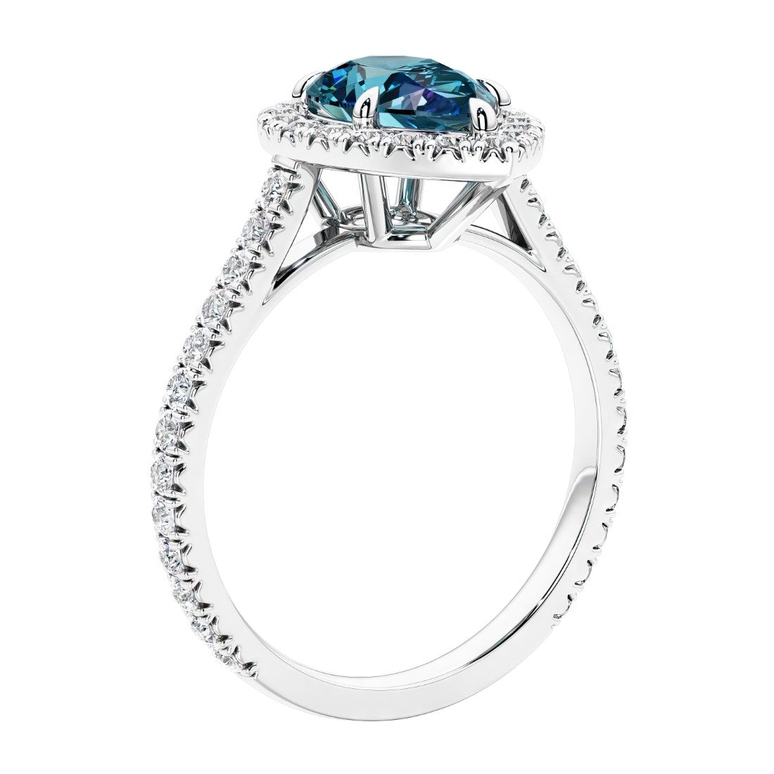 Gold french pave ring with alexandrite.