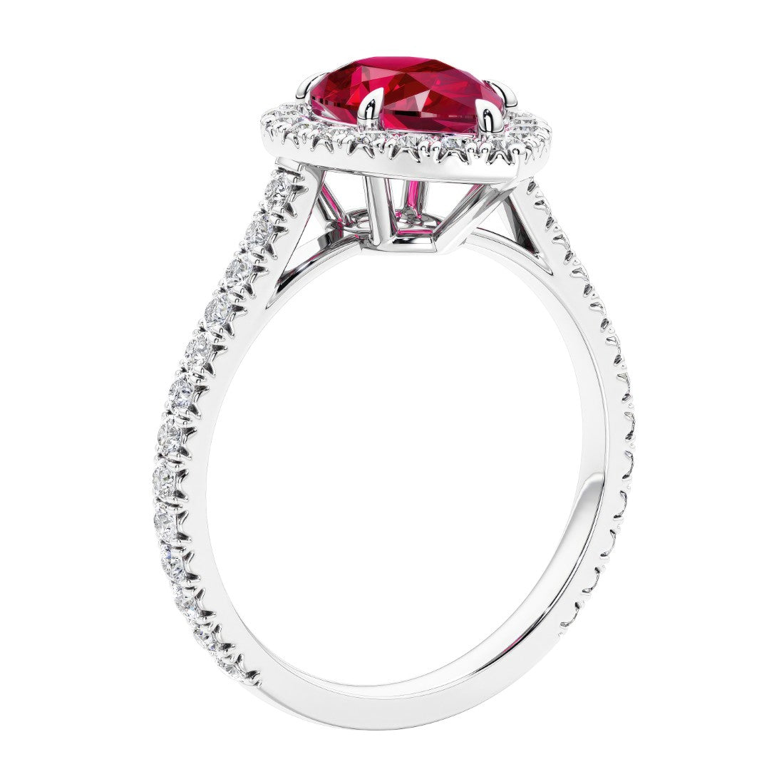 Gold french pave ring with Ruby.