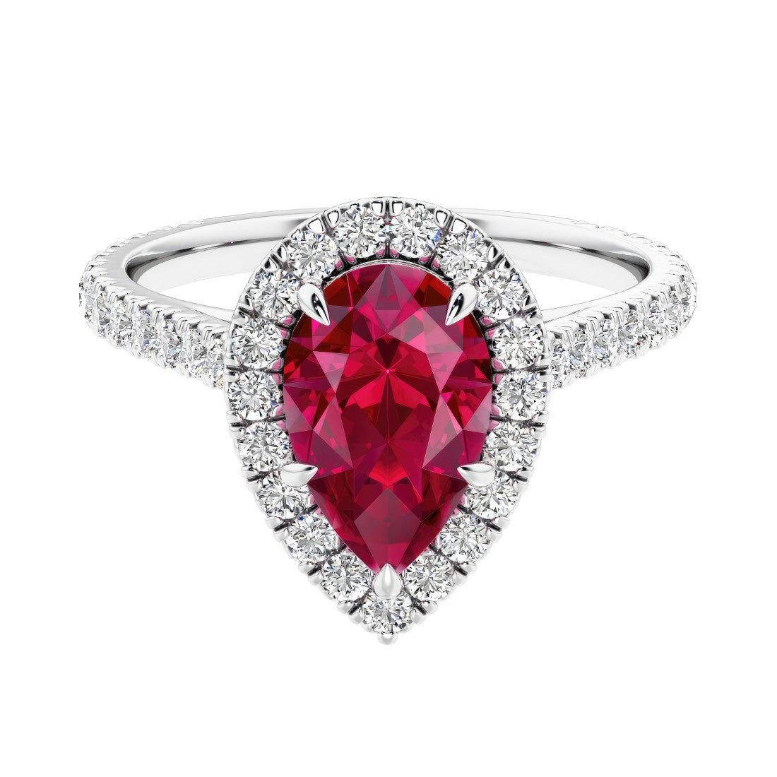 Halo ring with diamond french pave band.
