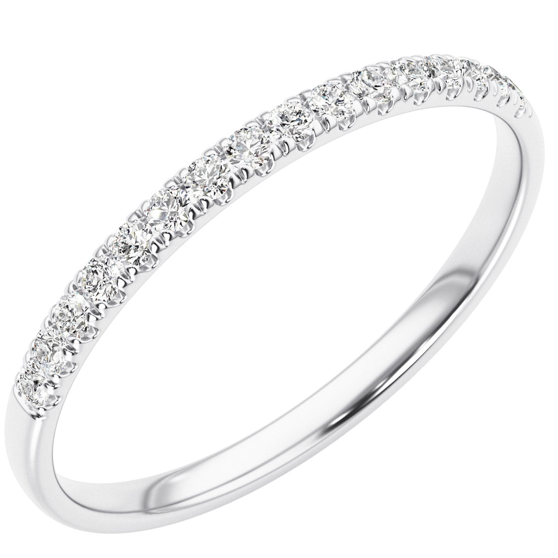 White Gold ring with small diamonds on a white background