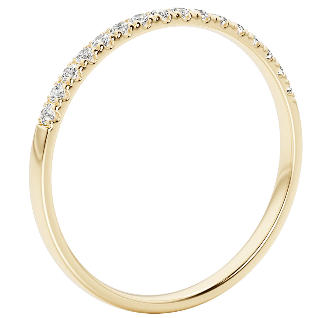 Gold ring with small diamonds on a white background