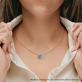 blue opal solitaire necklace in 14k gold, custom blue opalite jewelry
