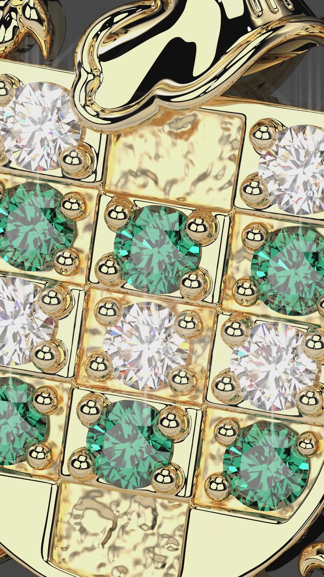 Personalized jewelry by Pel & Co featuring  csutom coat of arm signet ring with family crest. Made with diamonds, emeralds and gold.