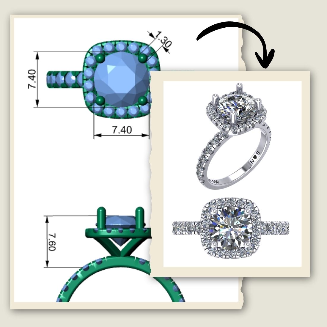 Custom classic halo diamond ring in platinum, handcrafted engagement ring, statement fine jewelry
