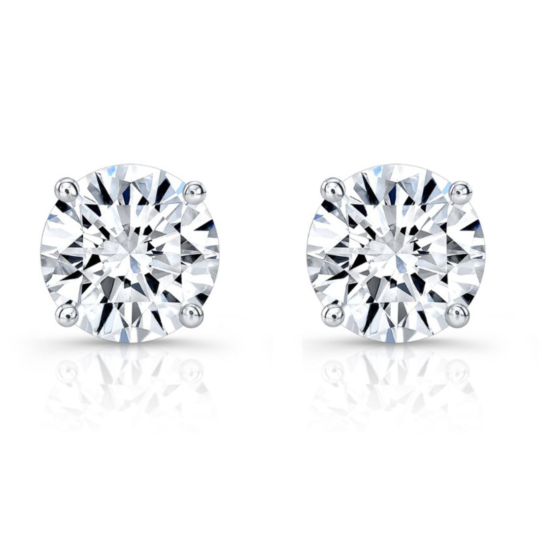 Pair of round diamond stud earrings