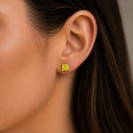 Elegant yellow sapphire stud earrings handcrafted in 14k gold by Pel & Co
