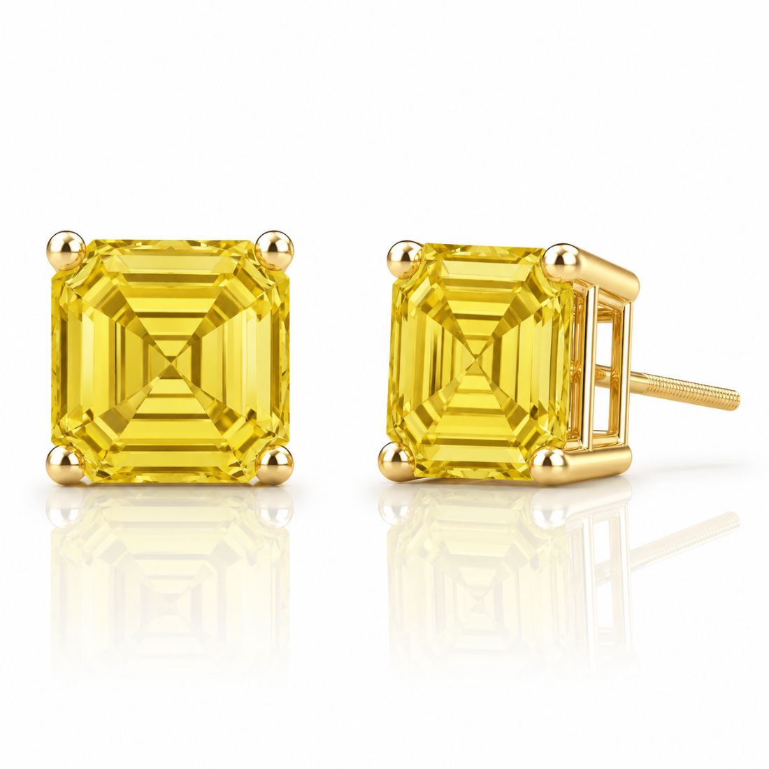 Luxury yellow sapphire stud earrings featuring Asscher cut golden gemstones in 14k gold by Pel & Co