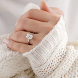 Beautiful engagement ring featuring elongated cushion cut diamond