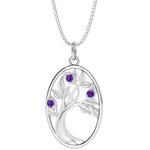tree of life white gold pendant with purple amethyst 